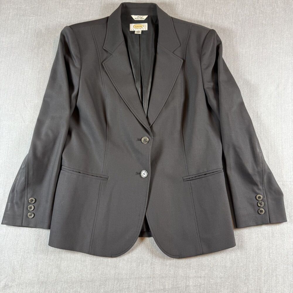 Talbots Womens Dark Gray Italian Wool Blend 2 Button Blazer Jacket Size 10P